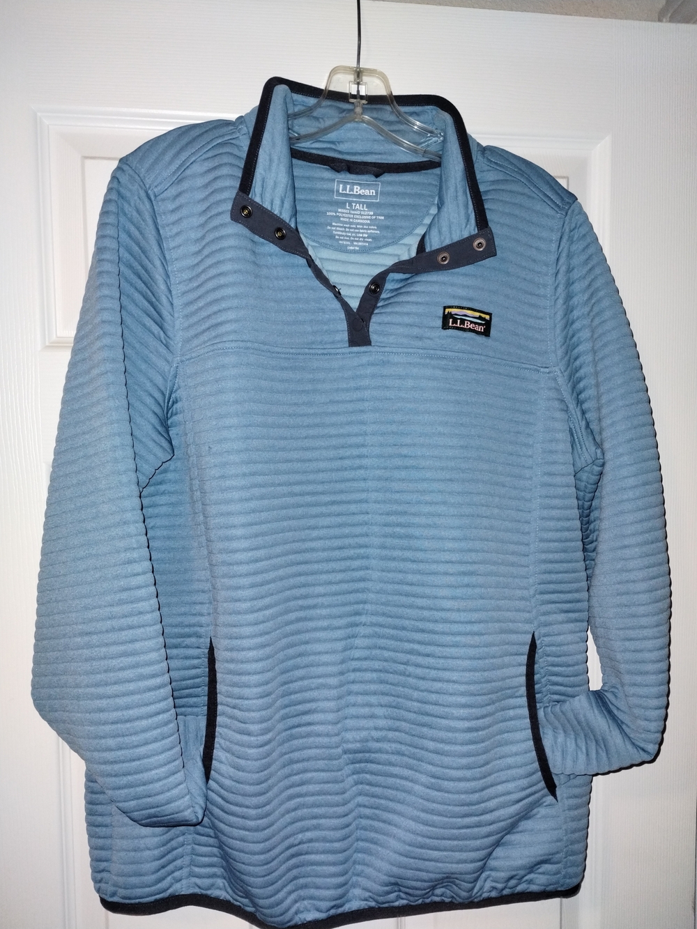 L.L. Bean Quilted Pullover Jacket With Snaps Blue Men's Size Large Tall